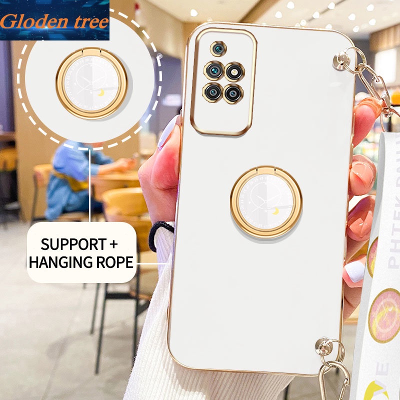 Gloden tree Phone Case Untuk Xiaomi Redmi 10 Prime 2022casing Original Dengan Jam Standand Lanyard