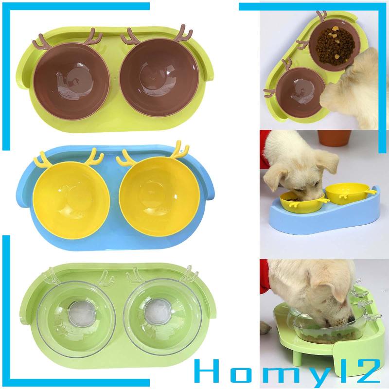 [HOMYL2] Mangkuk Kucing Ganda Untuk Makanan Dan Air Elevated Tilted Food Container Dog Bowls