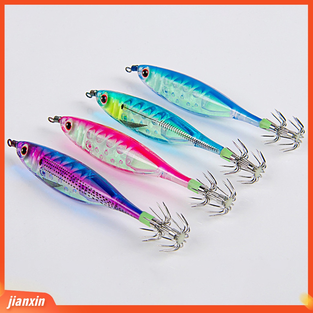 (In Stock) 100mm /9.5g Umpan Pancing Simulasi Kait Tajam 3D Mata Bercahaya Cumi Jig Umpan Buatan Untuk Air Asin