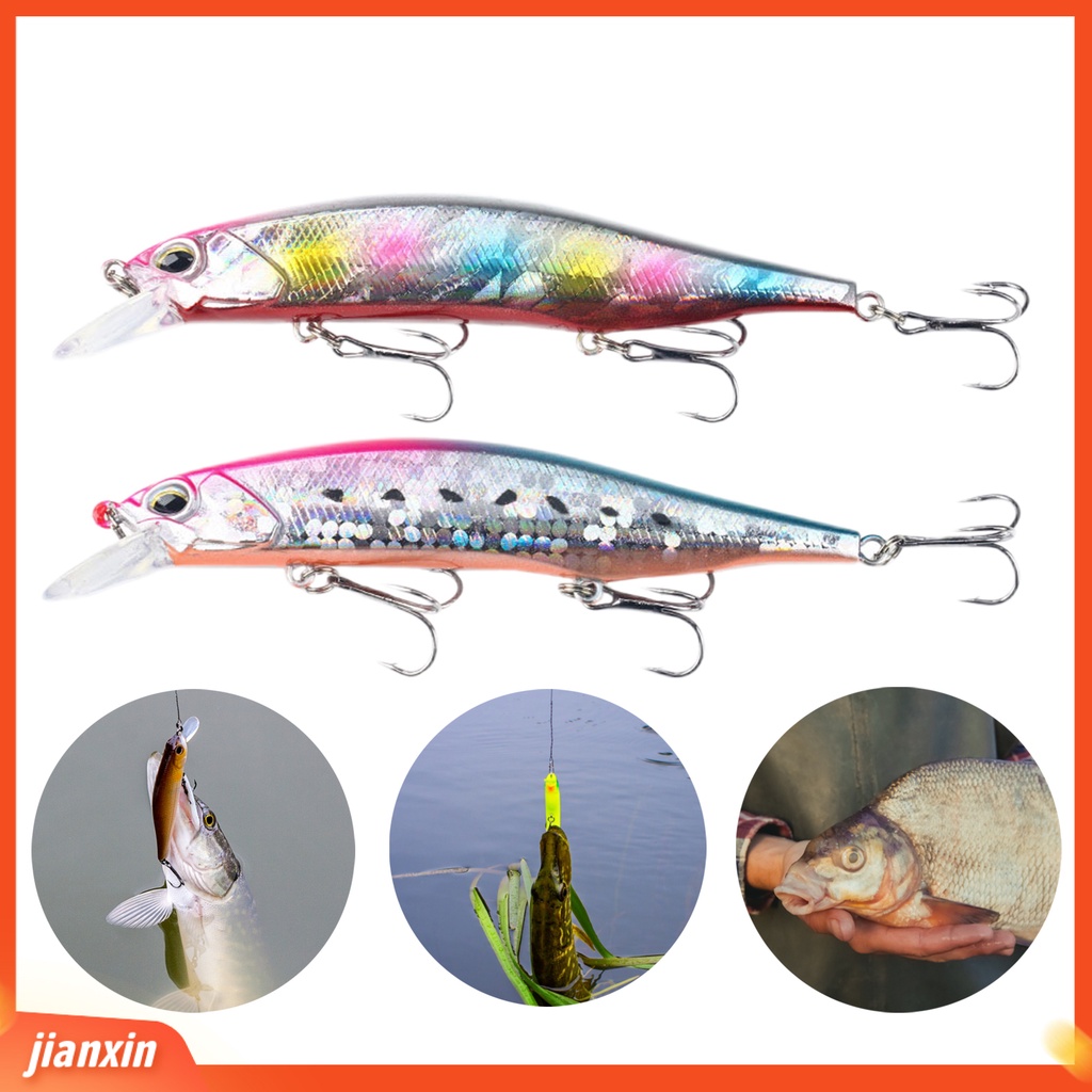 (In Stock) 12cm /15g Umpan Pancing Kait Tajam Realistis Profesional Anti-Korosi Dapat Digunakan Kembali Pengecoran Panjang 3D Mata Ikan Kecil Umpan Umpan Buatan Wobbler Peralatan Memancing