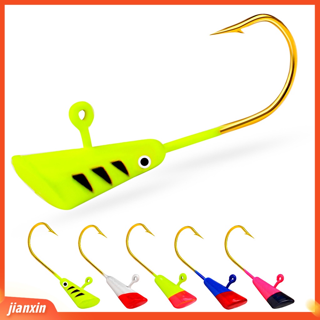 (In Stock) 5Pcs/Set Jig Kepala Kait Tajam Warna Cerah Penembus Kuat Air Asin Air Tawar Universal Logam Lembut Umpan Cacing Duri Fishhook Kit Peralatan Memancing