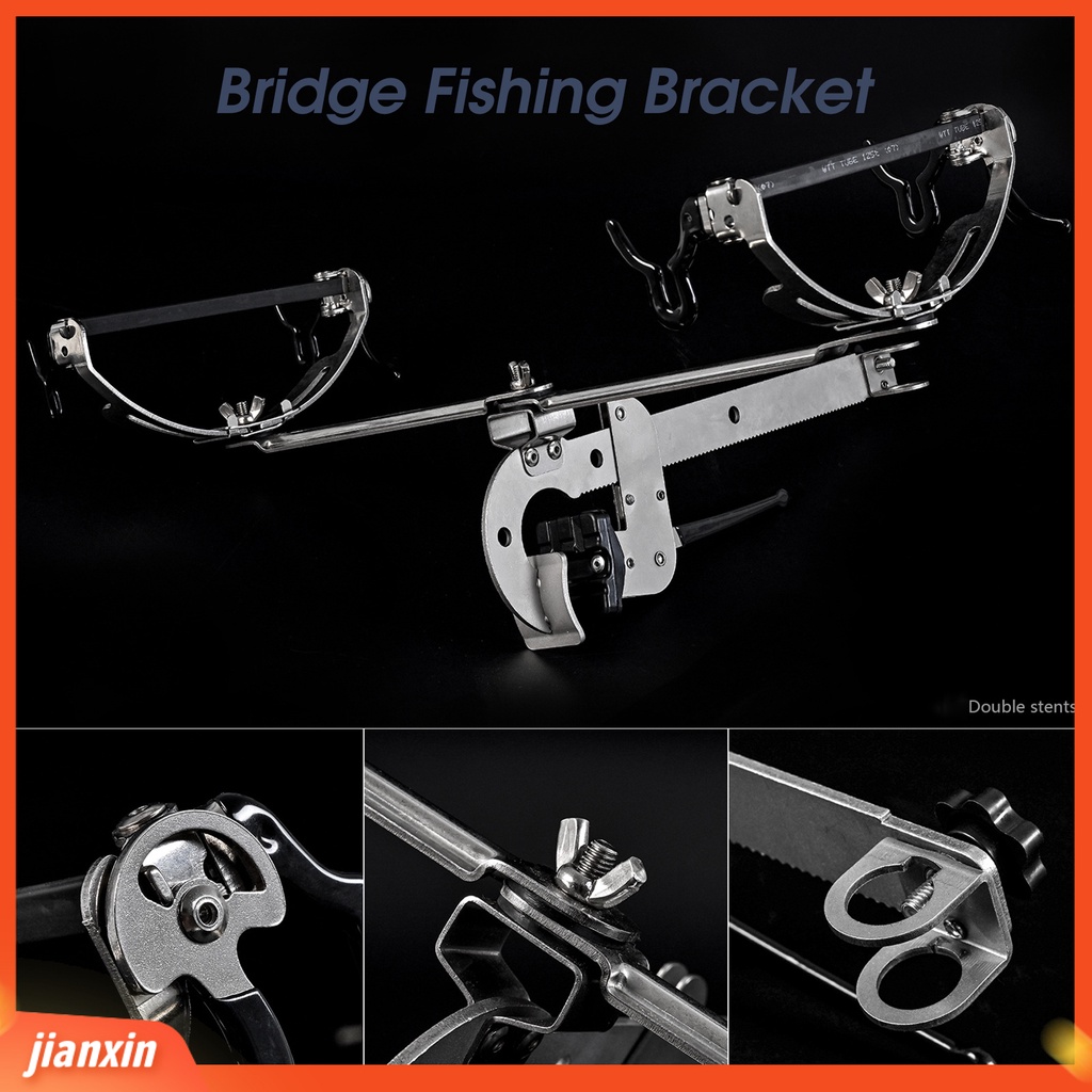 (In Stock) Bracket Pancing Jembatan Multi Sudut Adjustable Portabel Stainless Steel Lipat Rakit Dukungan Memancing Untuk Memancing