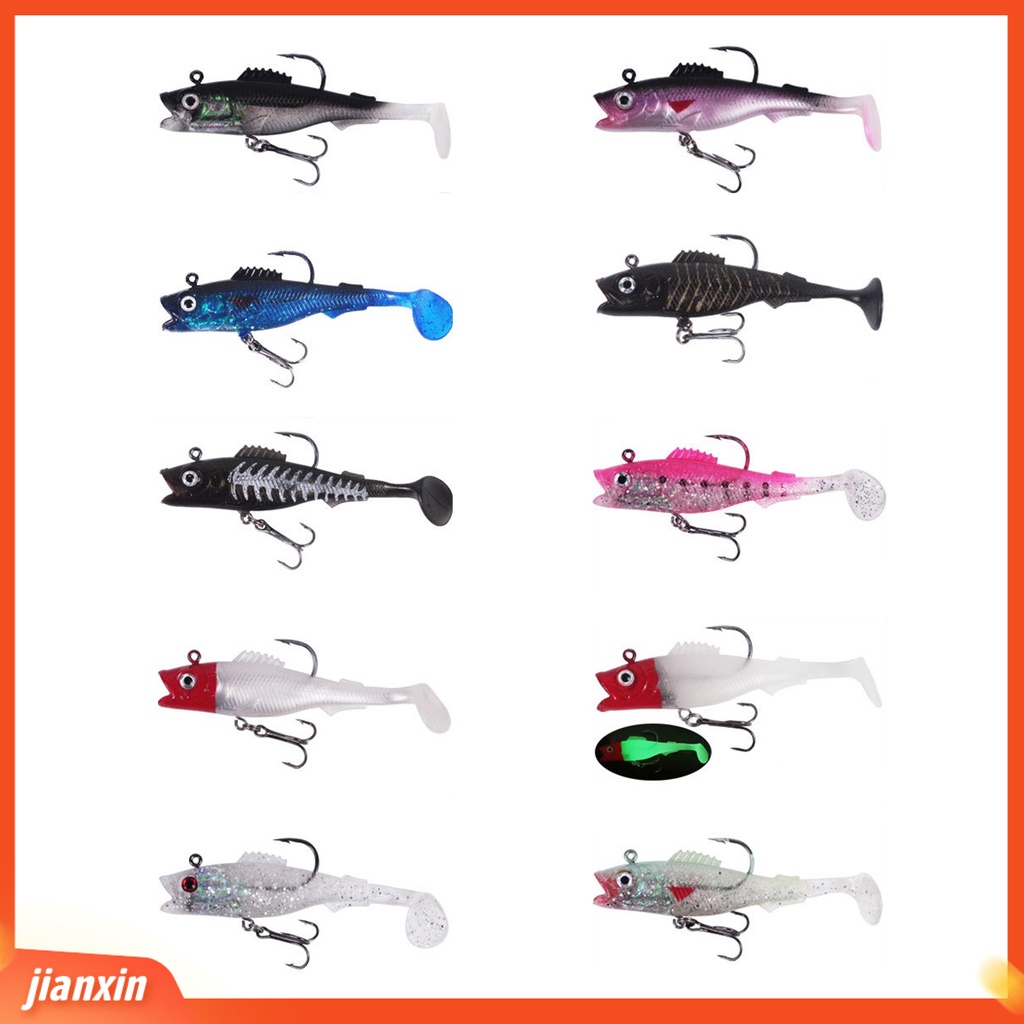 (In Stock) 10Pcs /Set 9cm 14g T-Shaped Tail Fishing Lure Kait Tajam Silikon Mulut Besar Popper Memancing Umpan Topwater Untuk Outdoor