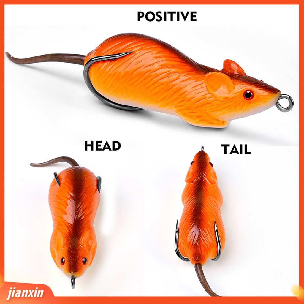 (In Stock) 6cm 11.5g Umpan Tikus Reusable Tahan Aus Silikon Rat Lure Dengan Kait Ganda Untuk Memancing