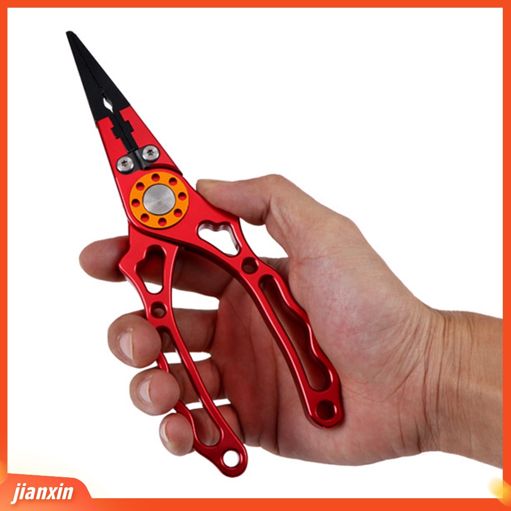 (In Stock) Aluminium Alloy Fishing Lure Plier Split Ring Cutter Scissor Dengan Sarung Lanyard