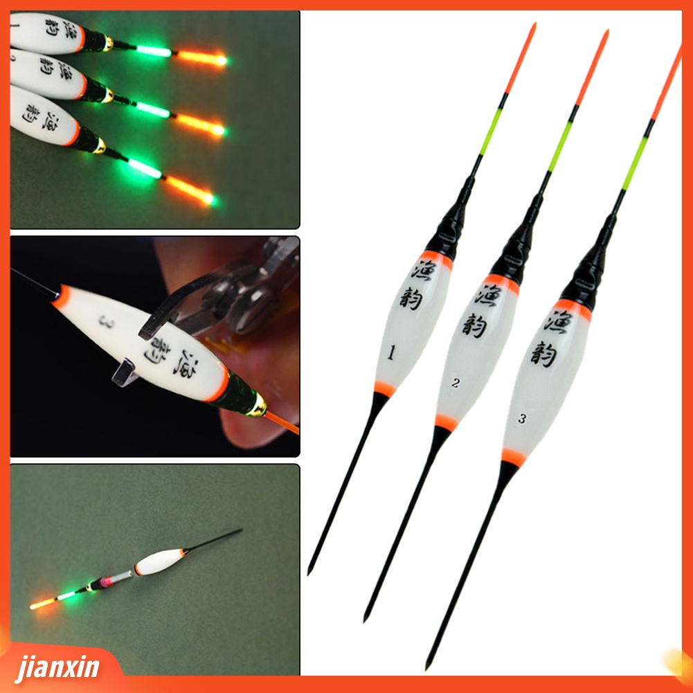 (In Stock) 3Pcs Bercahaya Lampu LED Elektronik Vertikal Malam Memancing Pelampung Bobber Pelampung