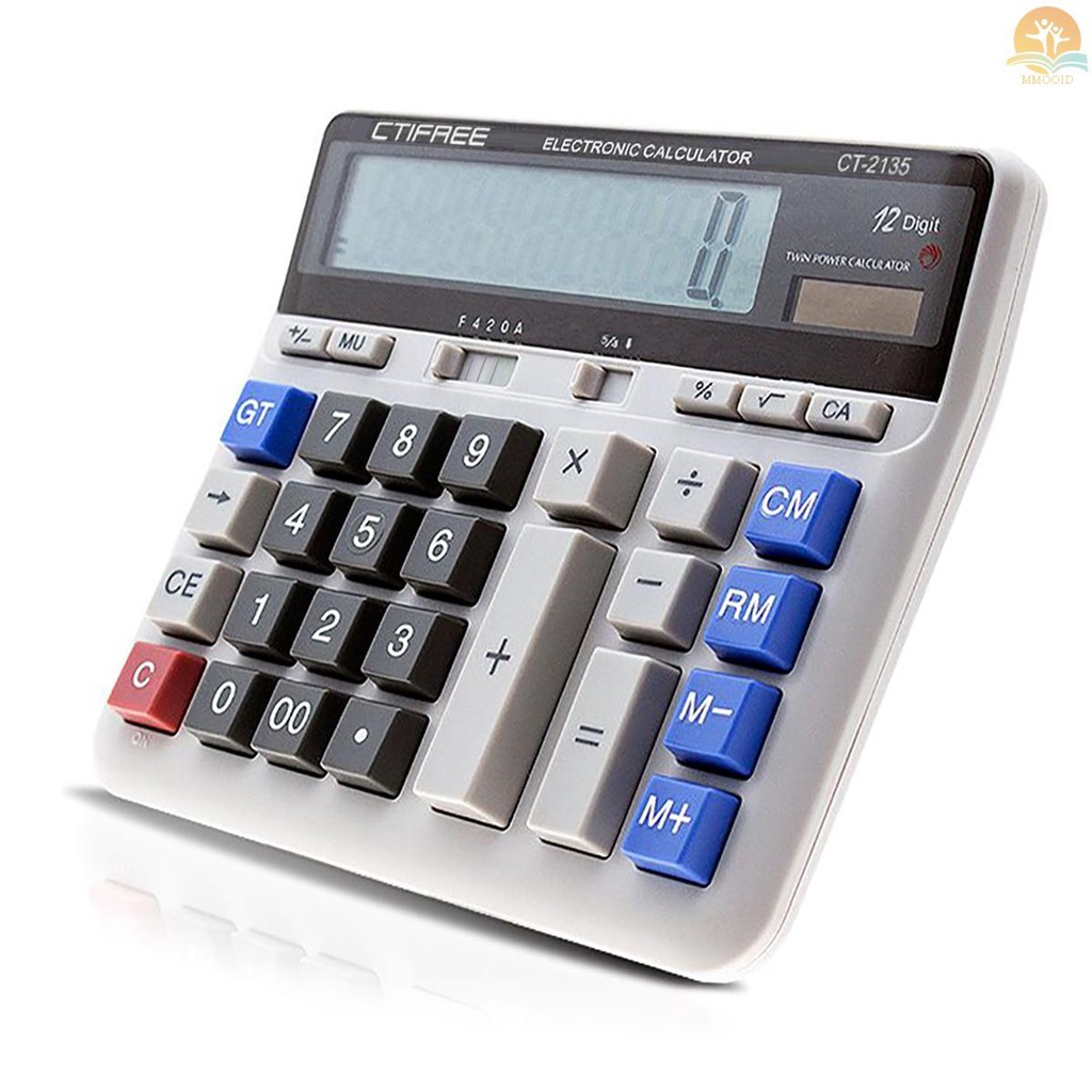 In Stock Large  Electronic Calculator Counter Solar &amp; Battery Power 12 Digit Display Multi-functional Big Button  for Business Office School Calculating