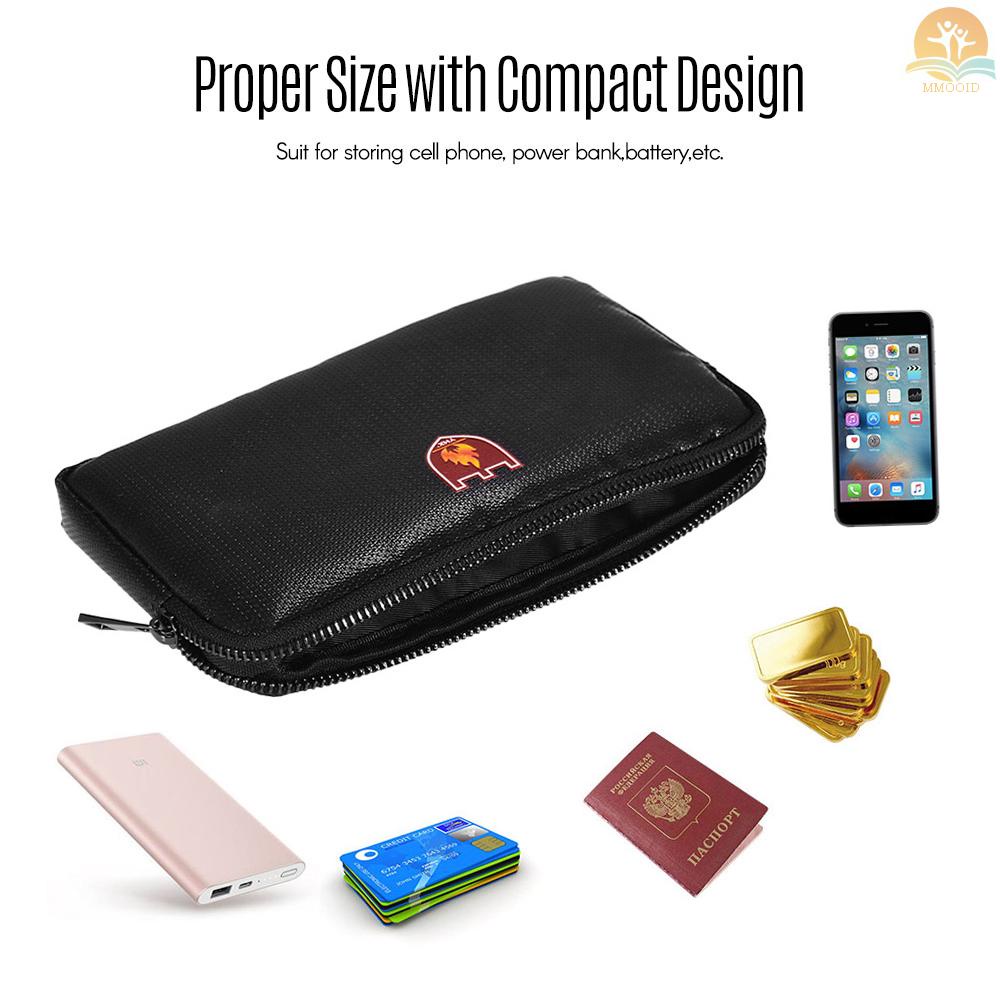 In Stock Portable Safe Organizer Fireproof Bag Water Resistant Carrying Box Silicone Material Storage Bags 8.19*4.65in Zipper Closure for Electronic Products  Phones Powerban