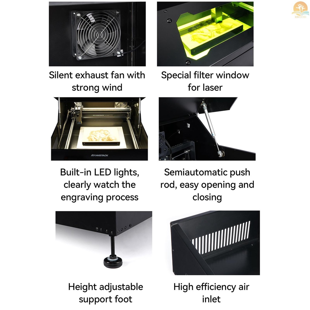 In Stock Atomstack B1 Mesin Laser Grafir Cutting Kotak Pelindung Semua Struktur Logam Akrilik Window Filter Protect Eyes Smoke Filter System Desain Dilepas Upgrade Aksesori