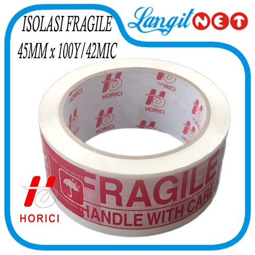ISOLASI HORICI145 FRAGILE TAPE PUTIH 45MMx100Y 42MIC