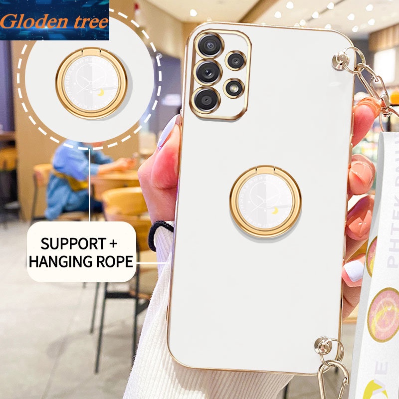 Gloden tree Phone Case Untuk Samsung Galaxy A52S 5G A32 A52 A72 A82 4G 5G A23 A33 A53 A73 4G 5G Casing Original Dengan Watch Standand Lanyard