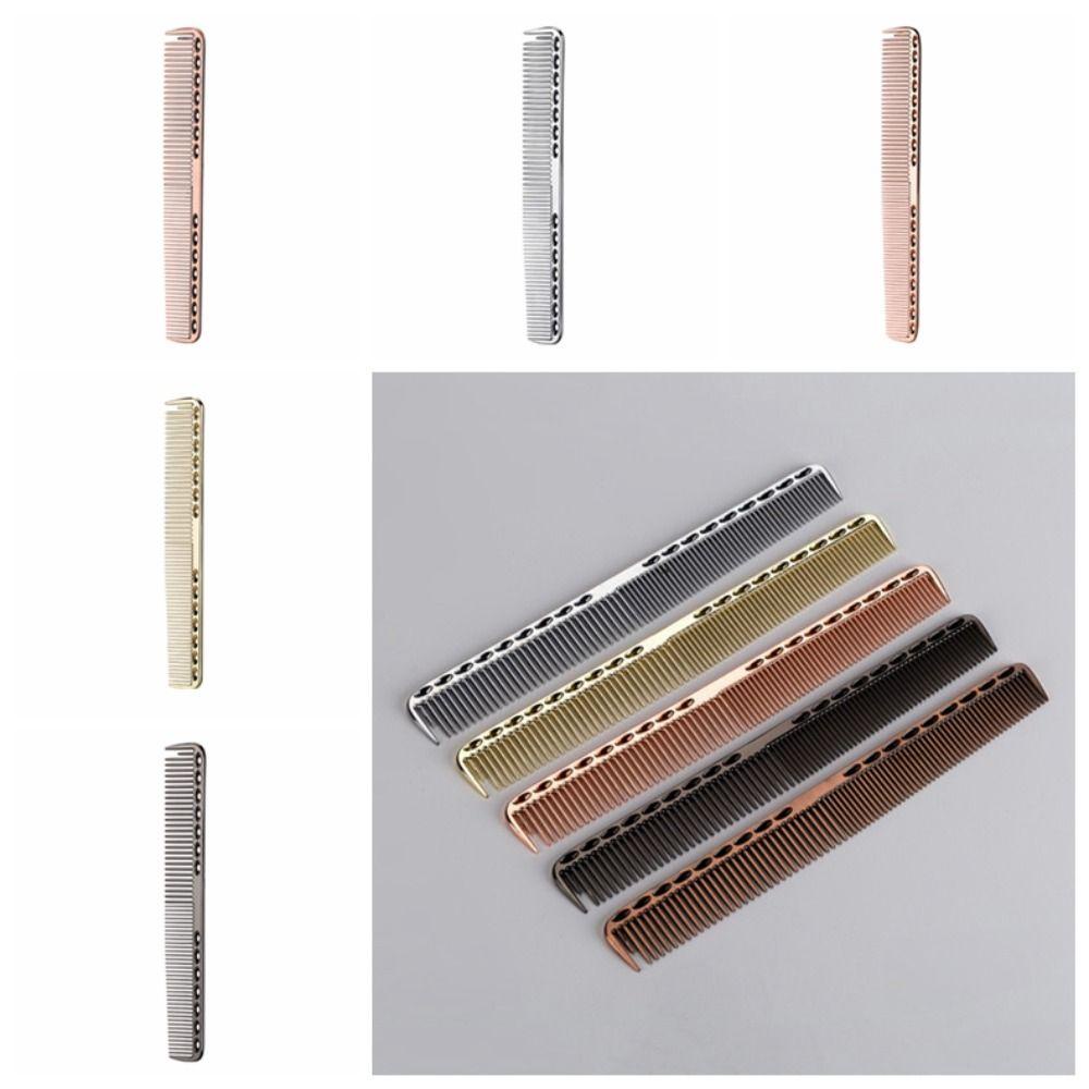 MXBEAUTY Pro Sisir Penata Rambut, Sisir Pemotong Rambut Bahan Metal Tahan Lama, Alat Styling Rambut Sikat Rambut Anti-Statis Anti-slip Golden Dying Untuk Barber