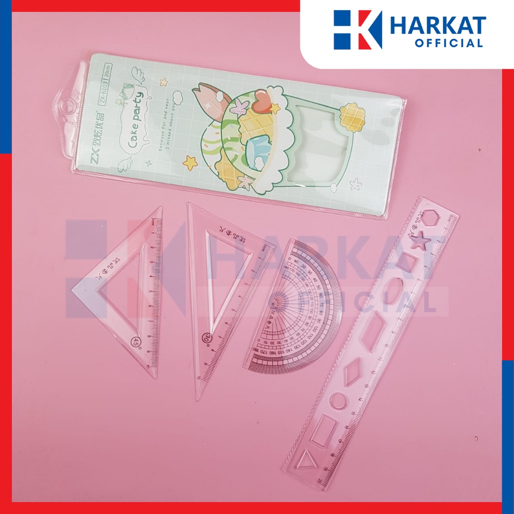 

Penggaris Set isi 4pcs Beda Model Plastik Set Rules Penggaris Model Beda beda 4pcs