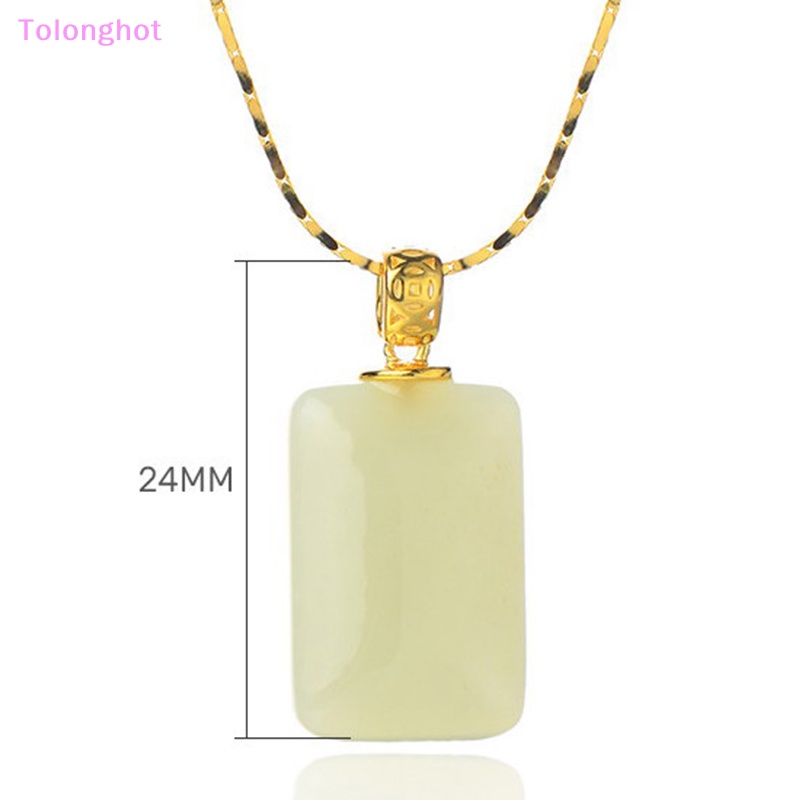 Tolonghot&gt; Ins Style Square Pendant Hetian Jade Kalung Vintage Fashion Rantai Klavikula Untuk Wanita Perhiasan Simple All-match Sweater Chain well