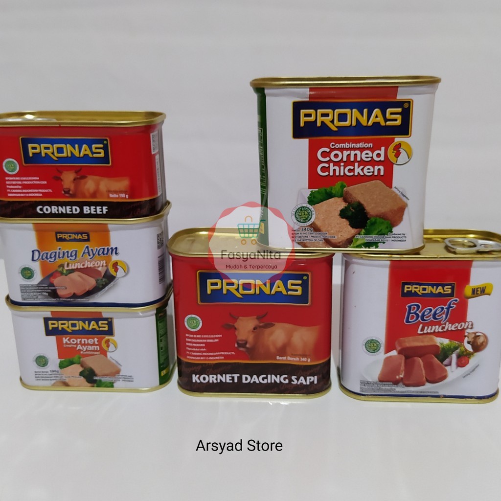 

Kornet Pronas Ayam, Daging Sapi, Ayam Luncheon, Daging Sapi Luncheon kemasan 198 gr 340 gr