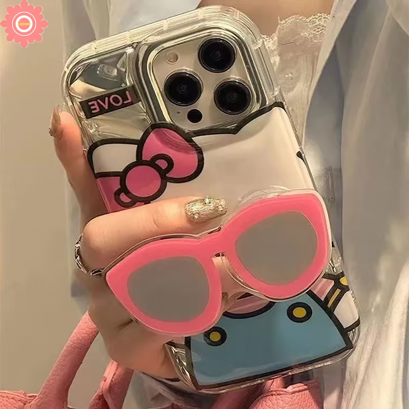 Kreatif Lucu Kacamata Kartun Gadis Super Ponsel Bracket Fashion Kupu-Kupu Lucu Crayon Shin-chan Hello Kitty Manyo Kucing Anjing Universal Scalable Phone Stand Holder