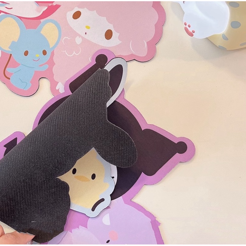 Sanrio Mouse Pad Kuromi Lucu Kartun Tidak Teratur Lembut Tebal Anti-Slip Panas Alas Meja Gaming Komputer