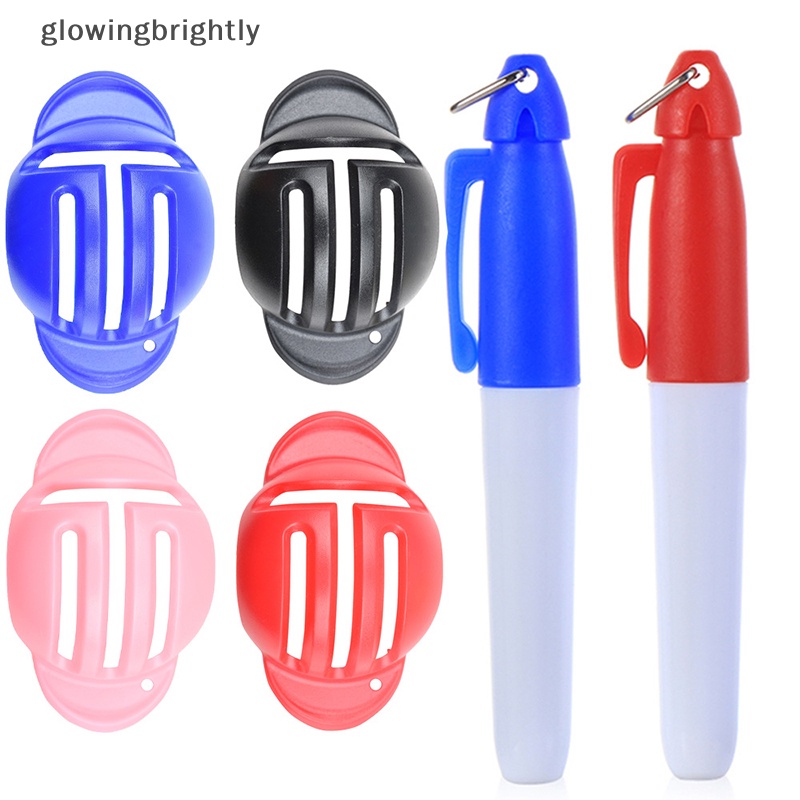 [glowingbrightly] Bola Golf Triple Track Liner Marker Template Draw Pen Tanda Penyelarasan Alat Golf TFX