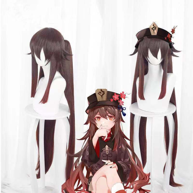 Anime Game Hu Tao Hutao Cosplay Wig Hutao Hitam Pursun Genshin Impact Hutao