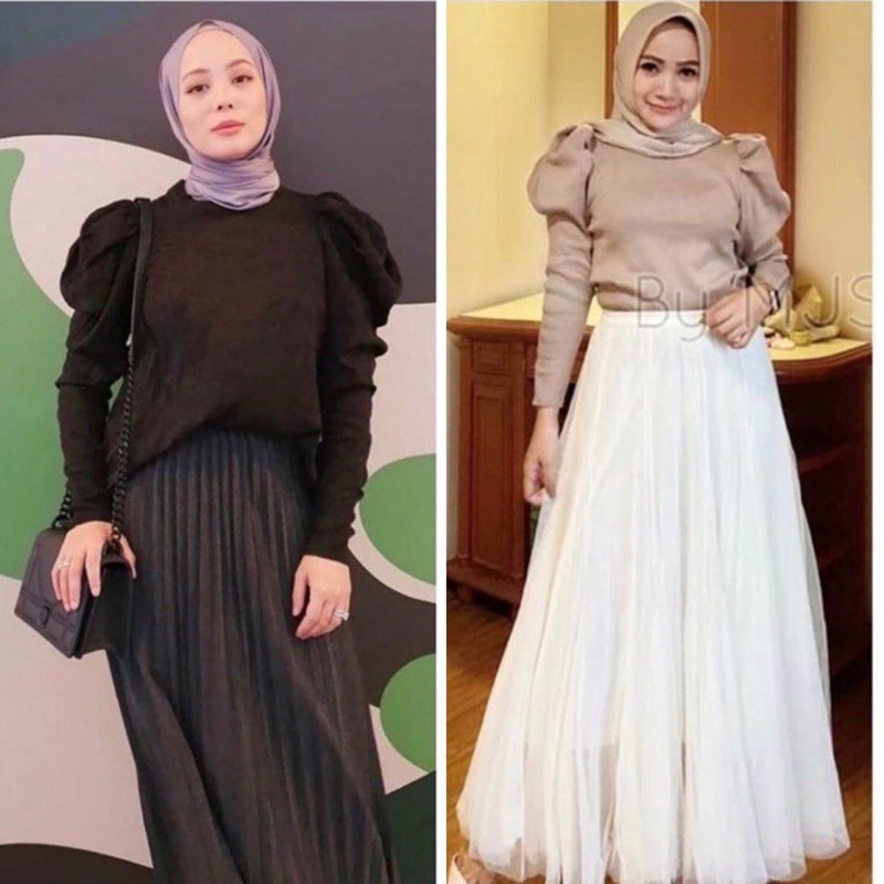 ATASAN / TOP / BLOUSE TANGAN BALON PANJANG NICOLE IMPORT