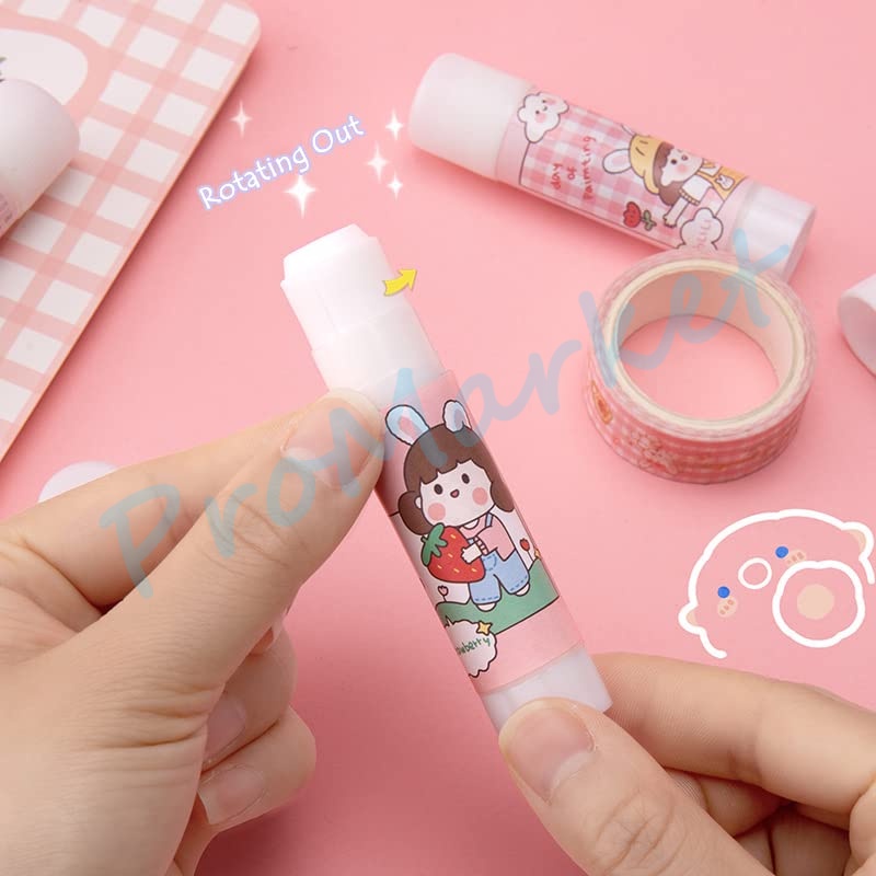 PRO SOLID GUM GLUE STICK KARTUN  Lem Stik Stick Lem Kertas Alat Tulis Sekolah Anak Alat Tulis Aesthetic Kartun Kindergarten Viskositas Tinggi Kuat