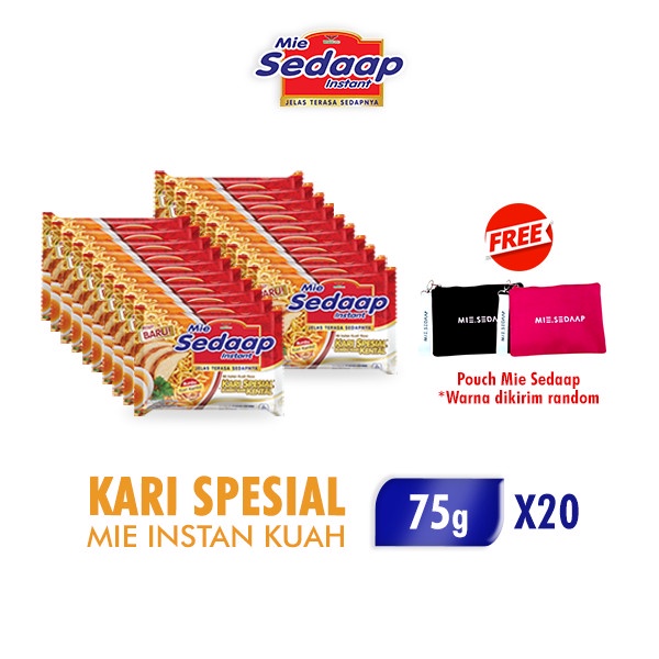 

Sedaap Mie Instan Kari Kenta Spesia 75 gr x 20 pcs Free Pouch