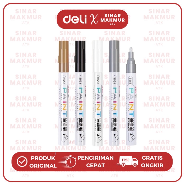

Permanent Paint Marker/Spidol Permanen Anti Air Deli S558 (Pcs)