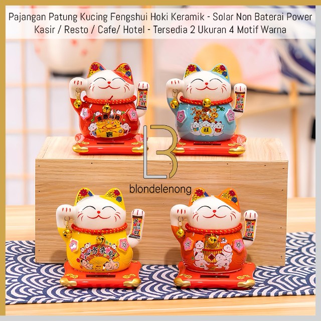 Patung Pajangan Hiasan Boneka Kucing Hoki Lucky Fortune Cat Maneki Neko Maneko Neki Rejeki Rezeki Keberuntungan Keramik Munchkin Mainan Tangan Gerak Bergerak Goyang Berotot Muscle Mobil Meja Cina China Jepang Baterai Solar Jumbo Besar Mini Lucu Imut Murah