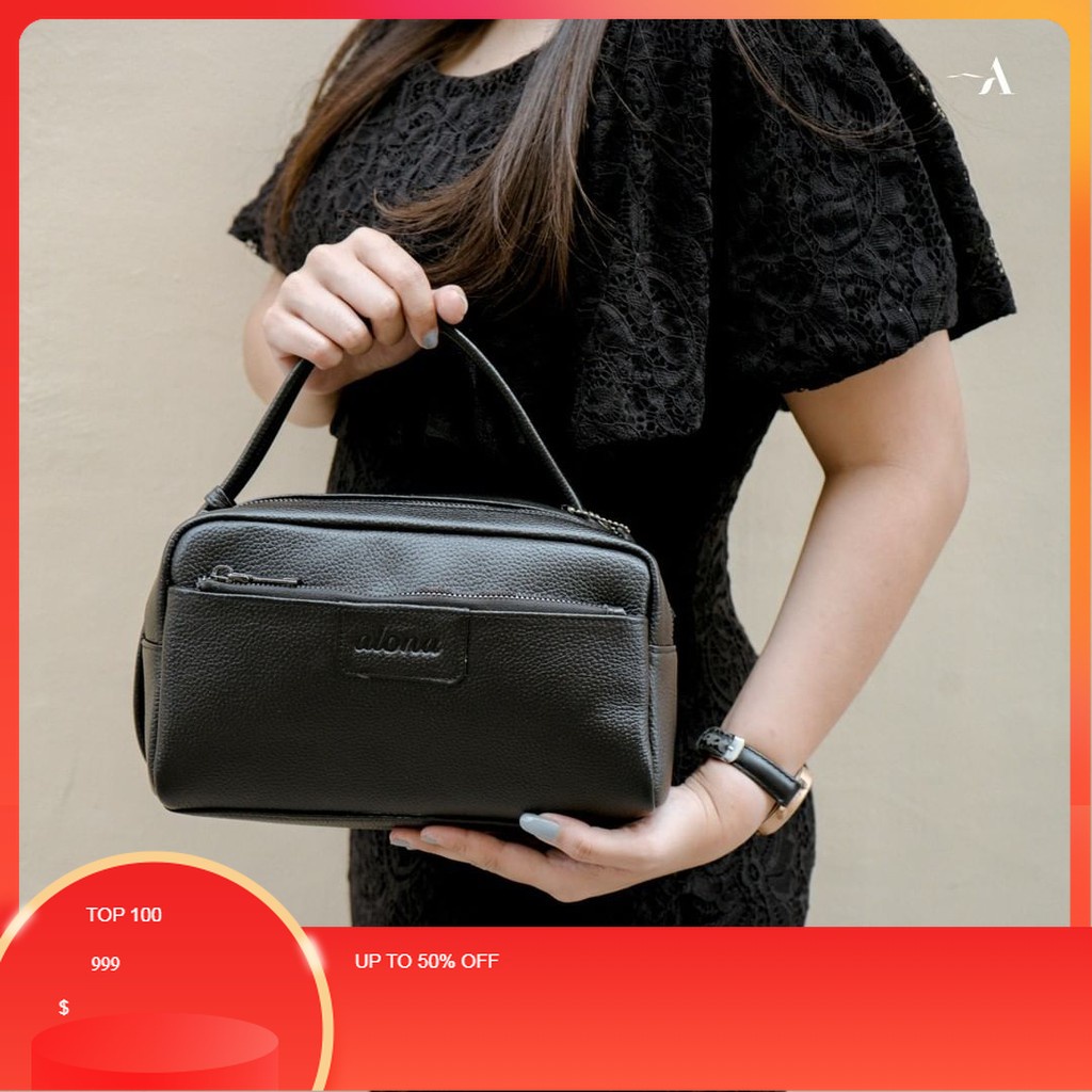 Pouch Tas Tangan Handbag Alona Pouch Bag Wanita Branded Cluth Bahan Kulit Sapi Asli Hand Bag Cewek b