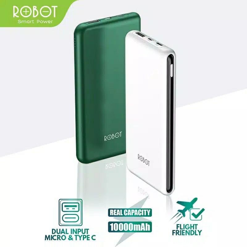 Original PowerBank ROBOT 10000mAh RT180 RT 180 PB Dual Input Port Type C & Micro USB 1 Output