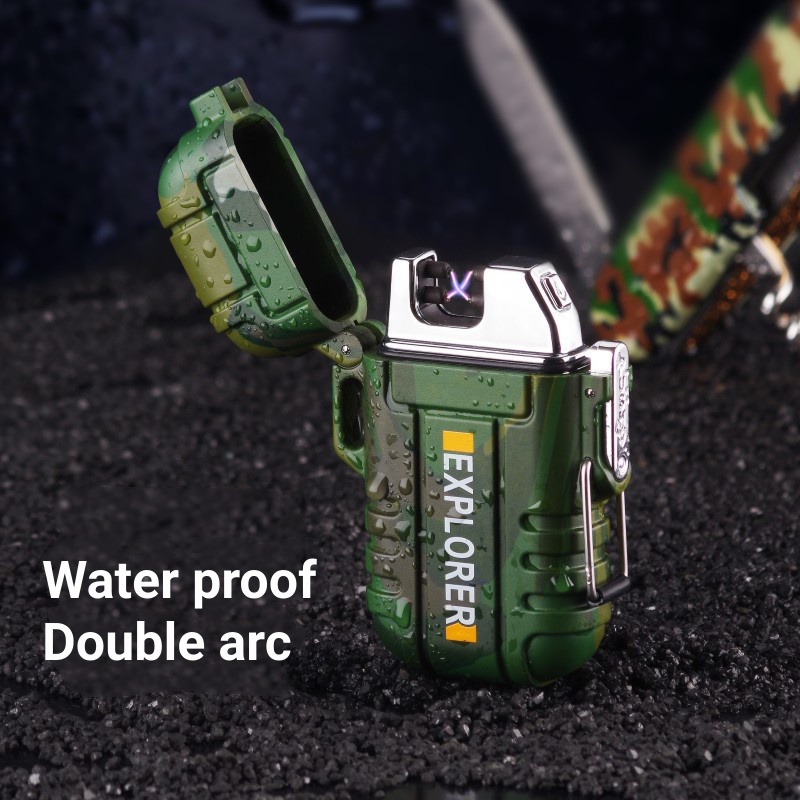 Outdoor portable waterproof windproof usb rechargeable lighter Cigarette lighter Electric lighter