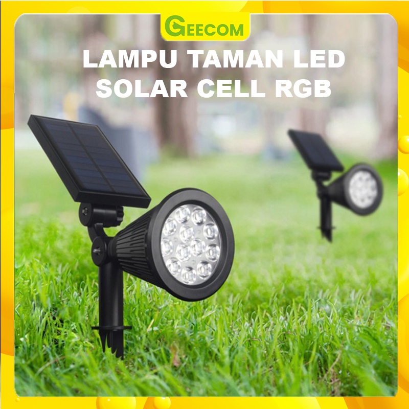 Lampu Sorot Taman LED Solar Cell / Lampu Taman Tenaga Surya RGB 18 Mata LED