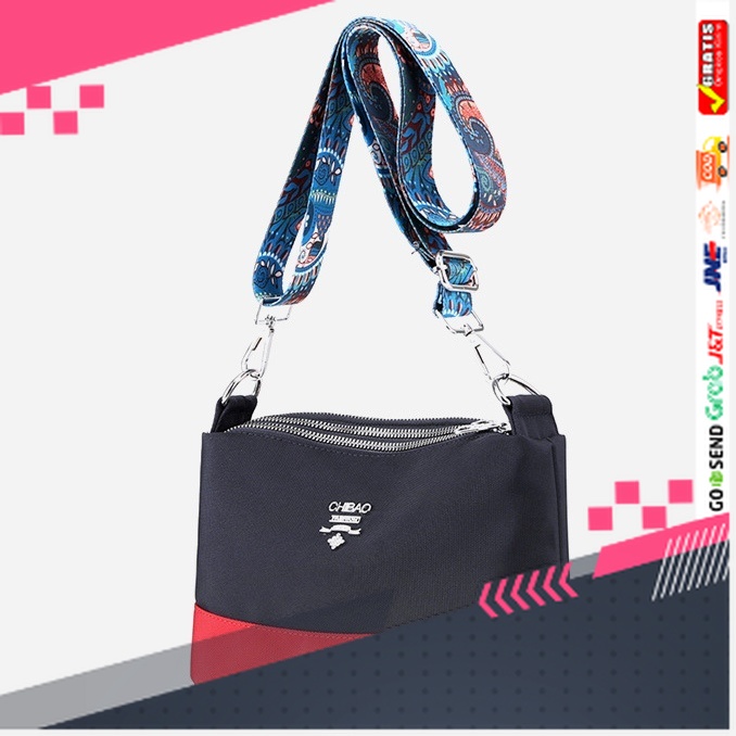 TAS WANITA DESAIN BARU ELEGAN MURAH BANGET /TAS SELEMPANG WANITA CHIBAO ORI IMPORT KANVAS NAVY MERAH