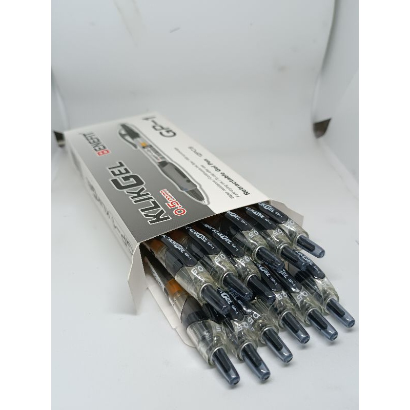 

Pulpen Gel Hitam Cetek KlikGel Benefit 0.5mm 1 pak isi 12 pulpen