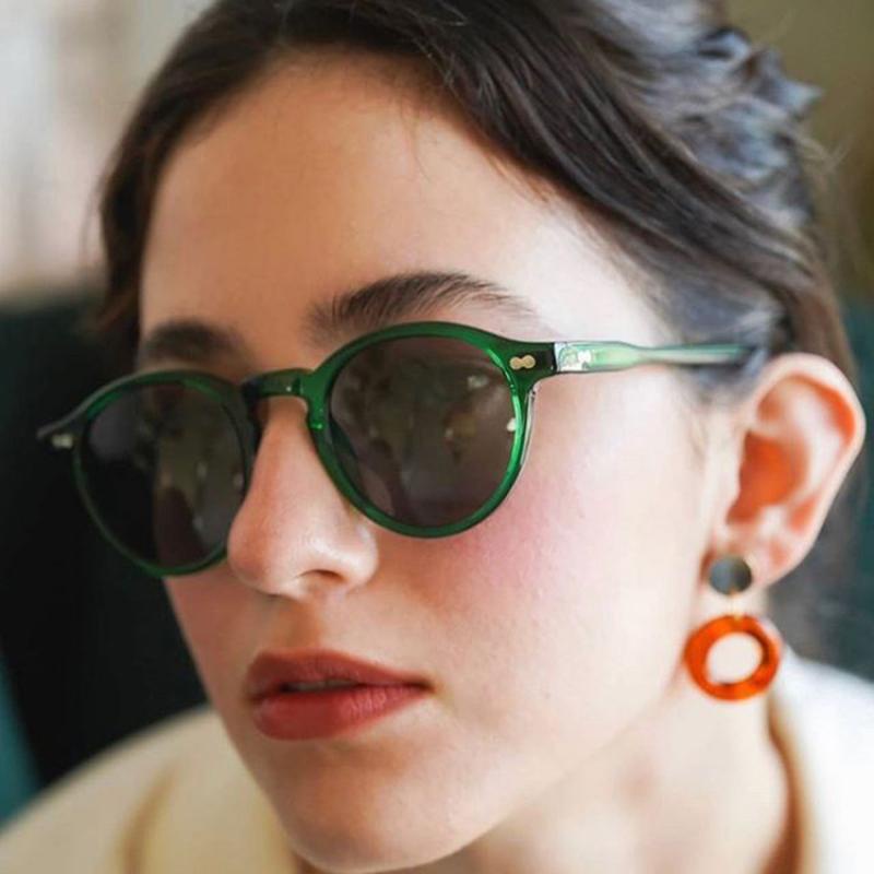 Kacamata Hitam Frame Bulat Fashion Korea Untuk Wanita Pria UV400