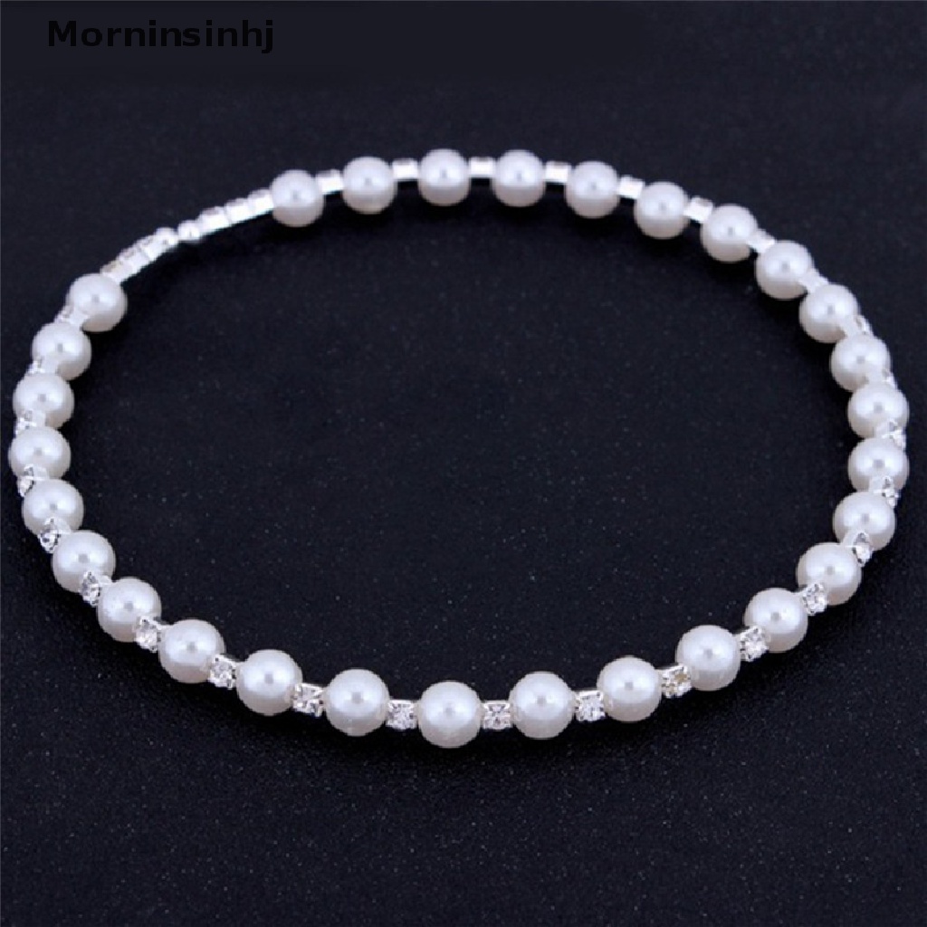 Mornin 1set Mutiara Kristal Bridesmaid Set Perhiasan Pernikahan Kalung Gelang Anting id