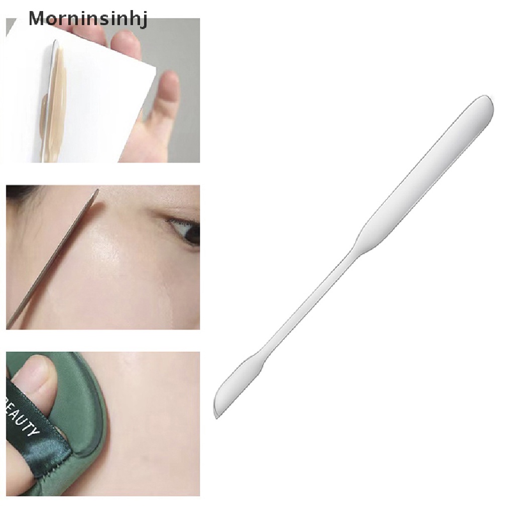 Mornin 1PC Kepala Ganda Alat Spatula Pencampur Makeup Kosmetik Bahan Stainless Steel Untuk Palet id