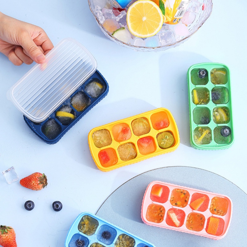 8kisi Cetakan Es Batu Plastik PP Food Grade Warna-Warni/Summer Ice Cube Freezing Tray Untuk Cocktail Jus Buah