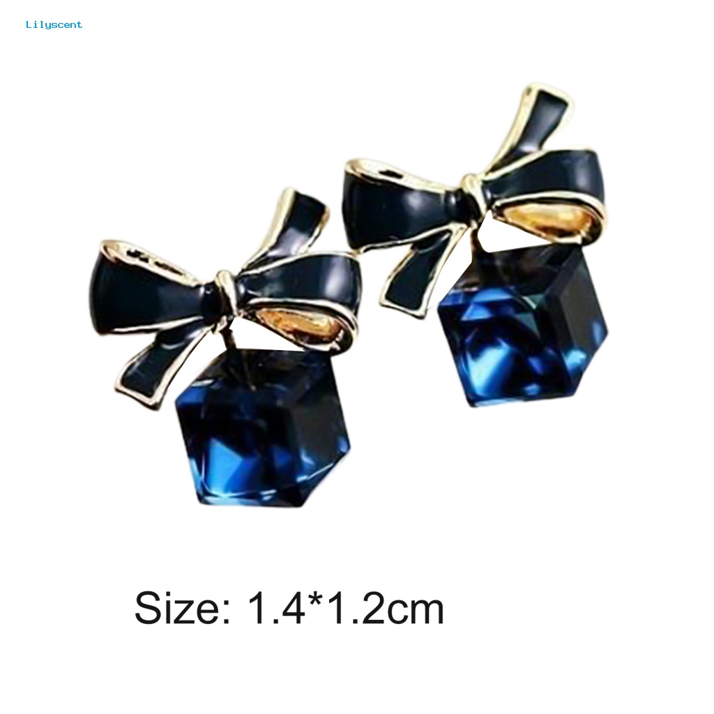 Lilyscent 1pasang Anting Hadiah Untuk Pesta Bisnis Ikatan Simpul Cube Ear Stud Square