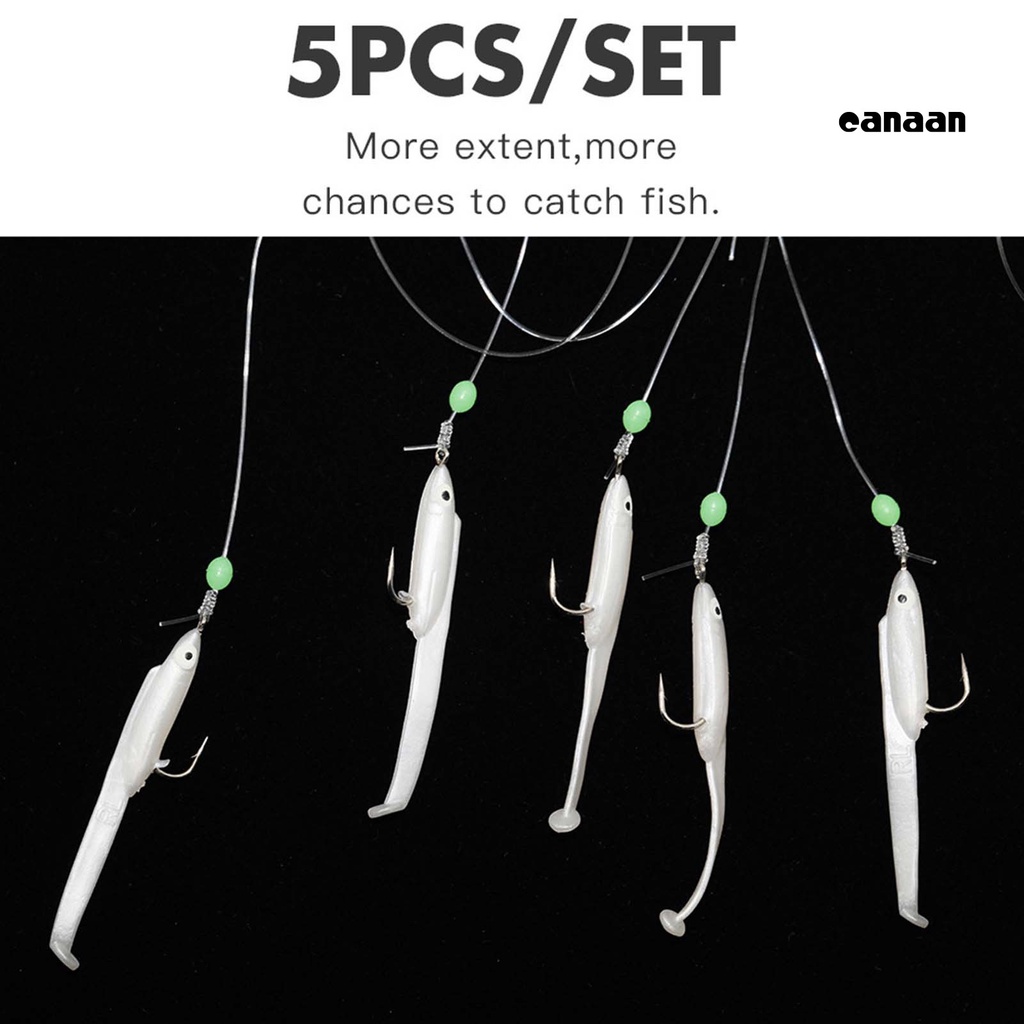 Cnn-5pcs/set Pengait Tali Ikan Manik Bercahaya Kait Tunggal Konektor Logam Kait Tali Belut Tahan Aus Untuk Angling