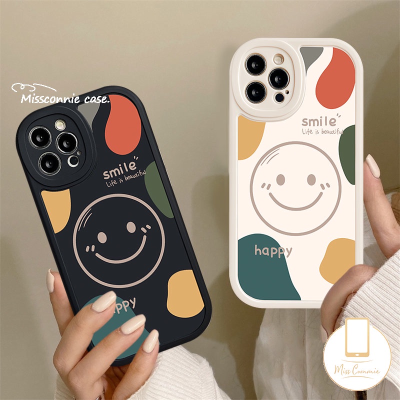 Casing Oppo A95 A16 A57 A17 A17K A78 A15 A96 A54 A7 A58 A5 A5s A12 A9 A77s A74 A76 A55 A3S A16K A31 A16E Reno 8T 5F 5 7 8 7Z A53 A92 A1K INS Lucu Happly Smile Couples Casing Tpu Empuk