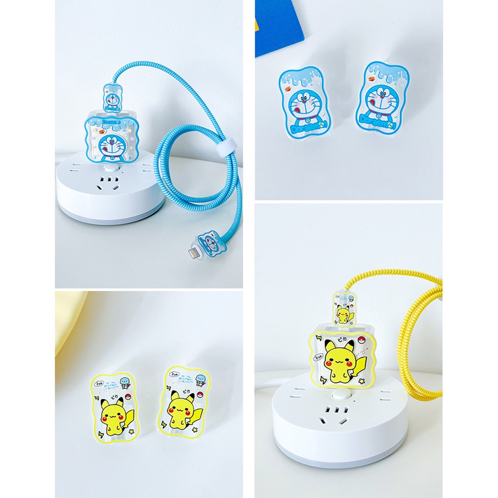 Kartun Giok Gui Pola Anjing Charger Pelindung Case Kelinci Astronot Kabel Data Pelindung Case Untuk IP Silikon Charger Pelindung Case Set 5-in-1 20 W Charger Pelindung Case