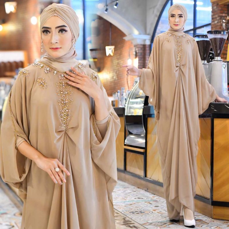 KAFTAN WANITA ALMIRA / KAFTAN LEBARAN 2023 / KAFTAN MEWAH ELEGANT (FREE BABYGOLD, INNER &amp; TURBAN)