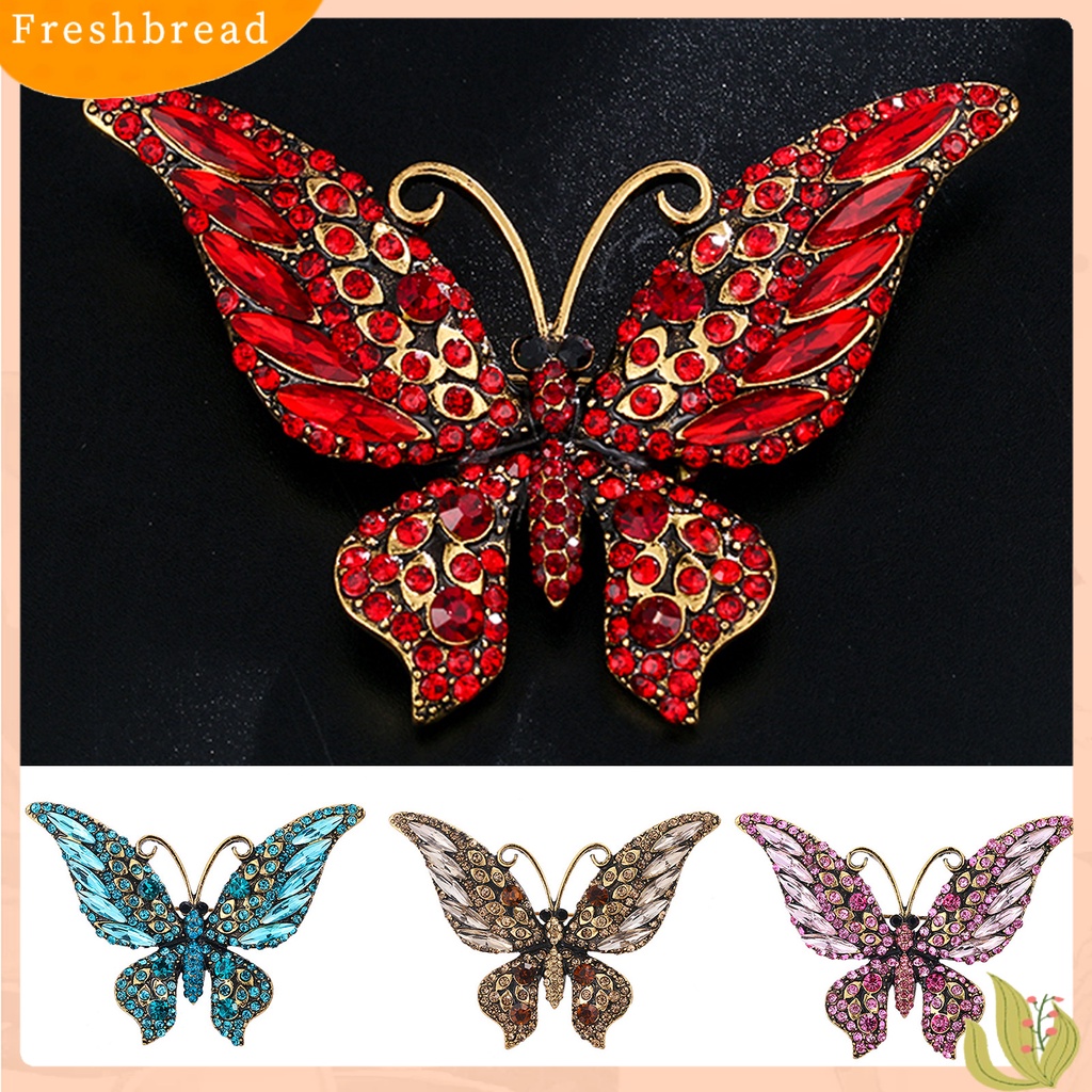 < Freshbread > Kupu-Kupu Bentuk Besar Kerah Pin Natal Berlian Imitasi Mengkilap Bros Pin Syal Klip