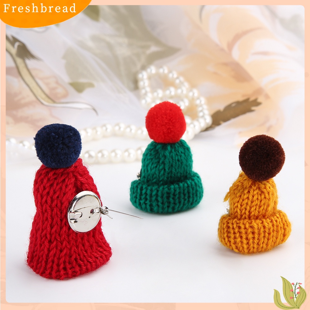 &lt; Freshbread &gt; Fashion Rajut Pom Pom Topi Bros Pin Wanita Natal Gaun Syal Aksesori