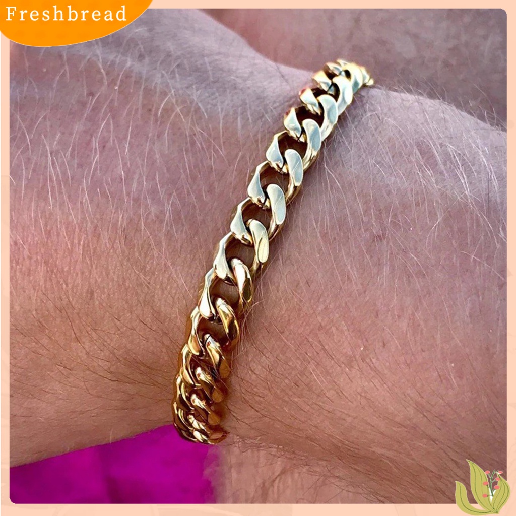 &lt; Freshbread &gt; Unisex Link Gelang Hip Hop Perhiasan Indah Penampilan Fashion Halus Rantai Kuba Untuk Pakaian Sehari-Hari