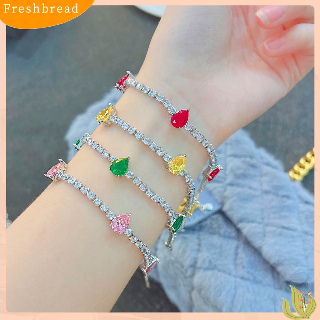 &lt; Freshbread &gt; Gelang Pengantin Yang Dapat Disesuaikan Mulia Dengan Rantai Ekstensi Tetesan Air Cubic Zirconia Charm Bracelet Fine Jewelry