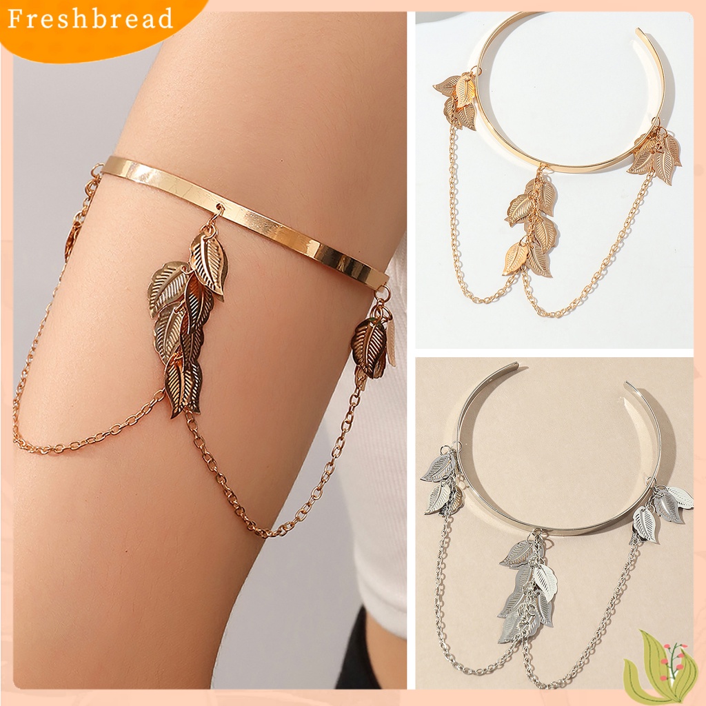 &lt; Freshbread &gt; Opening Adjustable Thin Arm Bangle Bohemian Daun Pesona Gelang Lengan Atas Aksesoris Fashion