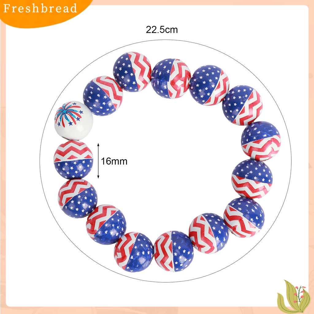 &lt; Freshbread &gt; Bendera USA Gelang Indah Pesona Perhiasan Merah Biru Putih Manik-Manik Kayu Peregangan Elastis Wristwear Multicolor USA Hari Nasional Wanita Pria Manik-Manik Gelang Hadiah Pasangan