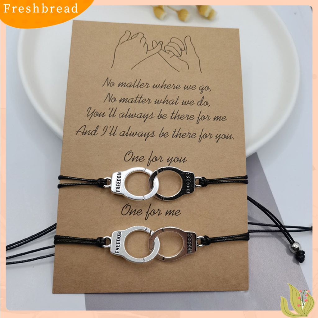 &lt; Freshbread &gt; 2Pcs Gelang Couple Unisex Ramah Kulit Alloy Handcuff Freedom Adjustable Charm Gelang Persahabatan Untuk Hadiah